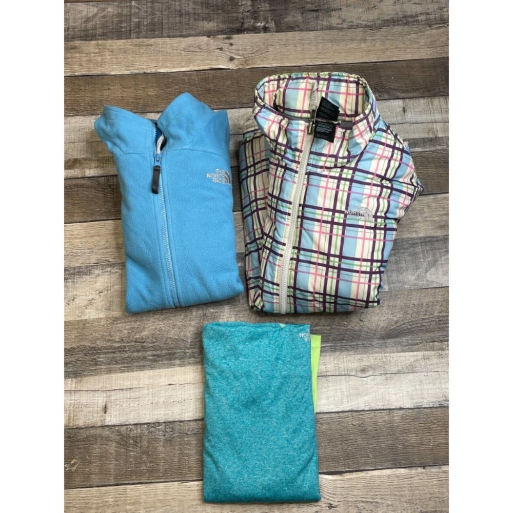 Lot 3 The North Face Girls XL Jackets Liner Windwall Full Zip Plaid Coat Hoodie